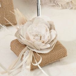 Burlap and Lace Pen Stand for Guest Book