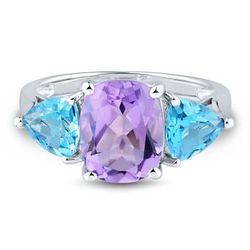 Amethyst and Blue Topaz Ring in Sterling Silver