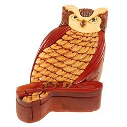 Owl Secret Wooden Puzzle Box