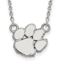 Clemson Tigers Pawprint Small Sterling Silver Necklace