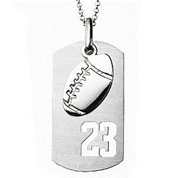 Sterling Silver Football Sports Number Tag Pendant