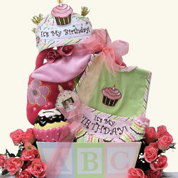 Baby's 1st Birthday Gift Basket for Girl