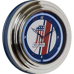 Harley Davidson Racing Logo Neon Clock