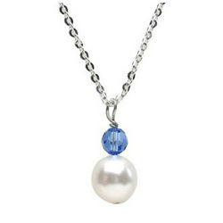Pearl with Birthstone Crystal Necklace