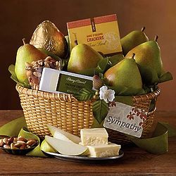 Sympathy Pears and Appetizers Gift Basket