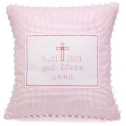 Personalized Pink Cross Baby Pillow