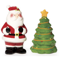 Christmas Santa and Tree Salt and Pepper Set
