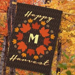 Personalized Happy Harvest House Flag