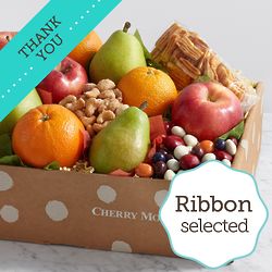 Simply Fresh Fruit & Snacks Gift Box with Thank You Ribbon