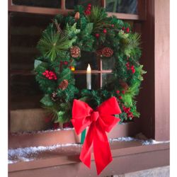 Holiday Window Wreath with Candle