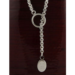 Personalized Lariat Necklace with Oval Charm