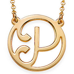 18k Gold Plated Cutout Initial Necklace