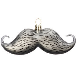 Personalized Grey Mustache Christmas Ornament