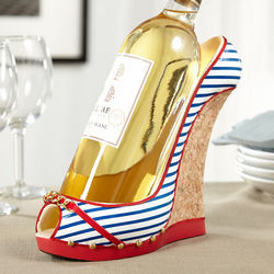 Nautical Girl Striped Shoe Wine Bottle Holder