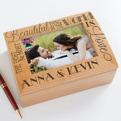 Love Quotes Personalized Wood Photo Memory Box
