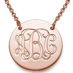 Rose Gold Plated Monogram Disc Necklace