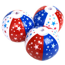 3 Patriotic Star Inflatable Beach Balls