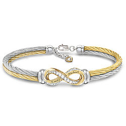Infinite Love Personalized White Topaz Infinity Cable Bracelet