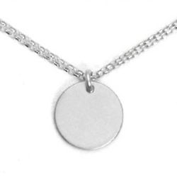 Centered Sterling Silver Circle Necklace on Double Chain