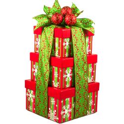Merry Christmas Holiday Snacks and Sweets Gift Tower