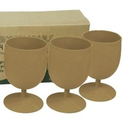 4 Bamboo Eco Goblets in Almond