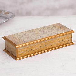Golden Colonial Elegance Reverse-Painted Glass Decorative Box