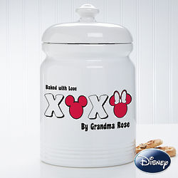 Mickey Mouse and Minnie XOXO Personalized Cookie Jar