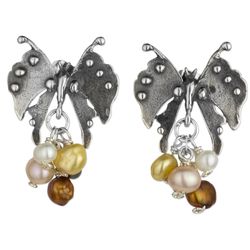 Fairy Butterfly Cultured Pearl Dangle Earrings