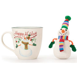 Happy Holidays Coffee Mug and Snowman Toy