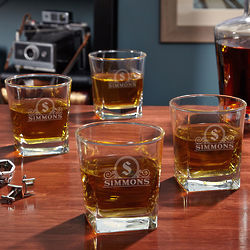 4 Canton Personalized Rutherford Whiskey Glasses