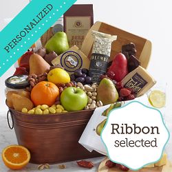 Flavors of America Gift Basket with Personalized Ribbon