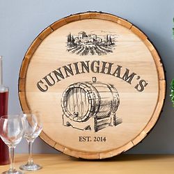 Personalized Barrel of Vino Wine Barrel Sign