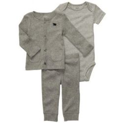 Newborn's Bear Button Cardigan Bodysuit and Pants