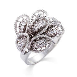 Sterling Silver Pave Wing Ring
