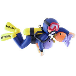 Personalized Male Scuba Diver Ornament