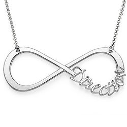 Large Sterling Silver Direction Infinity Necklace
