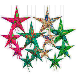 3 Glittering Paper Star Ornaments