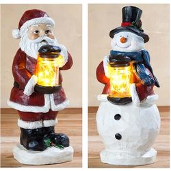 Santa or Snowman Holiday Accent LED Lantern