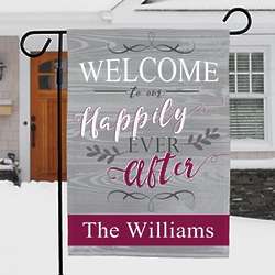 Personalized Welcome to Our Happily Ever After Garden Flag