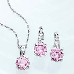 Crislu Pink Serenity Pendant and Earrings