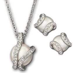 Swarovski White Crystal Pearl Nude Jewelry Set