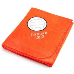 Bright Orange Volleyball Design Fleece Blanket