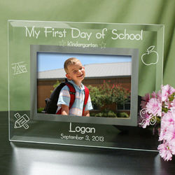 Engraved First Day of School Glass Picture Frame