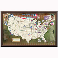 Personalized Framed MLB Map with Pins and Flags