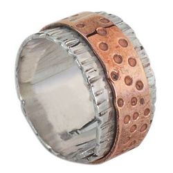 Gleaming Embrace Silver and Copper Band Ring