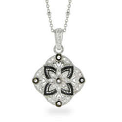 Vintage Style Black and Silver CZ Pendant