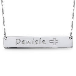 Personalized Icon Sterling Silver Bar Necklace