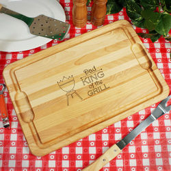 Engraved King of the Grill Carving Board with Juice Well