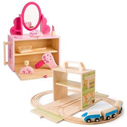 Portable Self-Contained Beauty or Train Bamboo Play Set