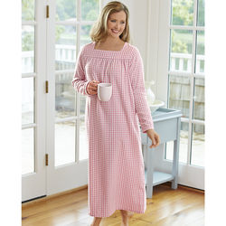 Womens Gingham Flannel Gown
